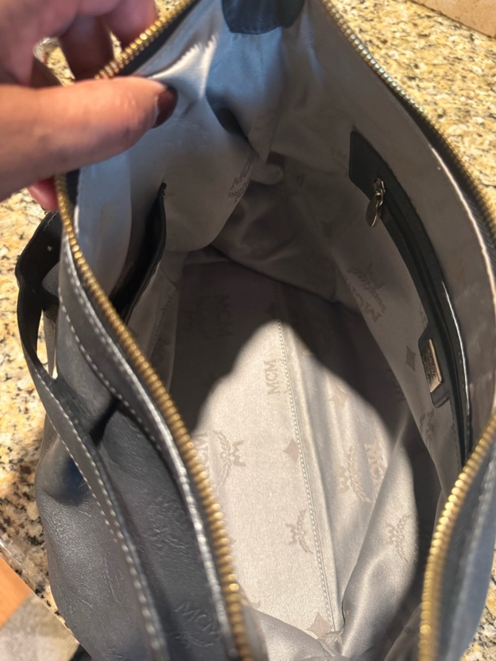 MCM Black Embossed Leather Shoulder Hobo Bag - Picture 13 of 13